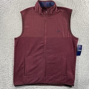 CHAPS FLEECE VEST MENS LARGE RED FULL ZIP NWT NEW OUTDOOR MOCK NECK HIKING GOLF